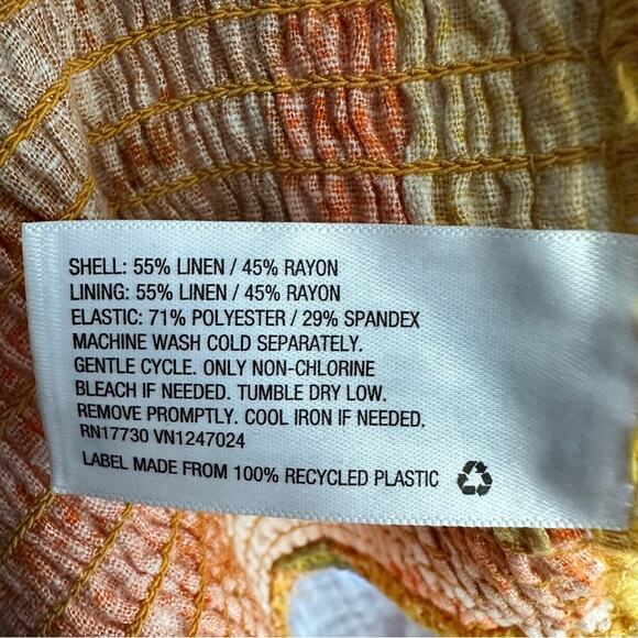 Fe Noel x Target Mixed Paint Print Knotted Crop Tank Top Linen Floral Smocked L - Picture 8 of 9